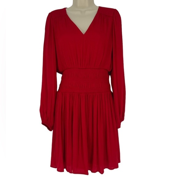 Nine West Red Smocked Waist Dress Size S - Picture 1 of 10